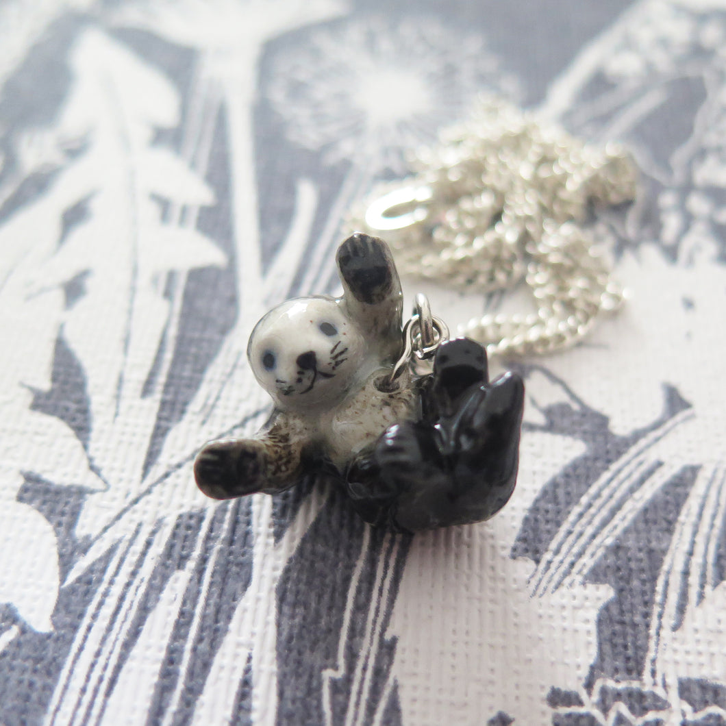 Baby Otter Porcelain Pendant Necklace
