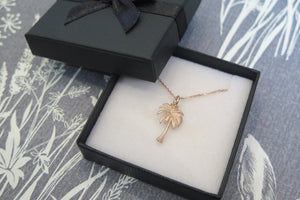 Sterling Silver Rose Gold Palm Tree Pendant Necklace
