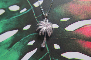 Sterling Silver Palm Tree Pendant Necklace