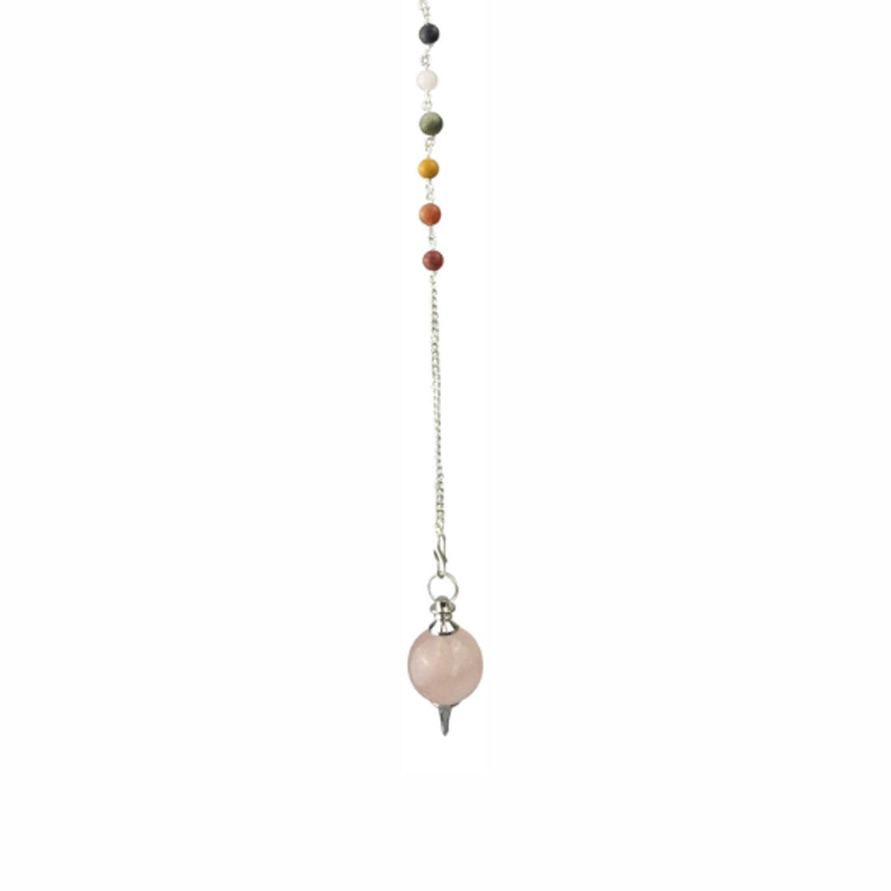 Rose Quartz Pendulum With Chakra Chain