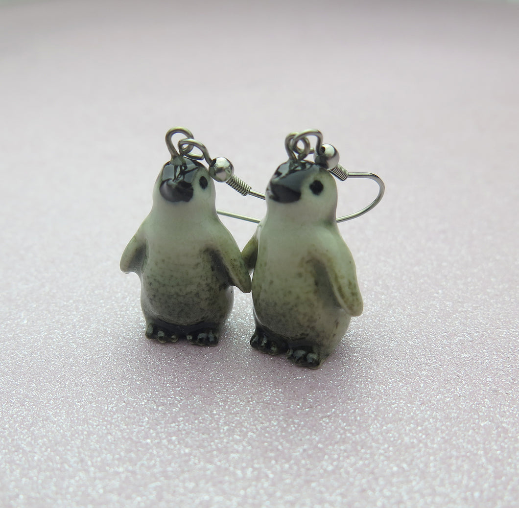 Baby Penguin Porcelain Earrings
