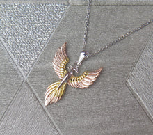 Load image into Gallery viewer, Sterling Silver, Gold and Rose Gold Tricoloured Phoenix Pendant Necklace