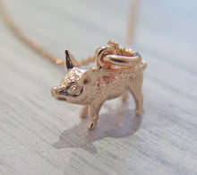 Load image into Gallery viewer, Lucky 925 Sterling Silver 24k Rose Gold Plated Pig Pendant Necklace