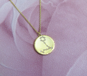 Gold Pisces Star Constellation Zodiac Pendant