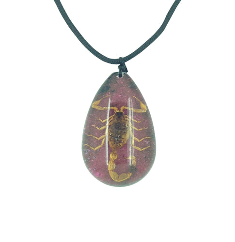 Real Scorpion Purple Pendant Necklace