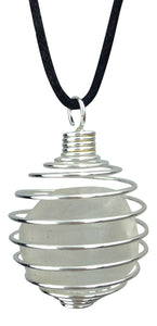 Quartz Tumble Wire Wrapped Pendant Necklace