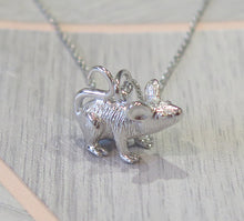 Load image into Gallery viewer, Sterling Silver Solid 925 Rat Mouse Pendant Necklace