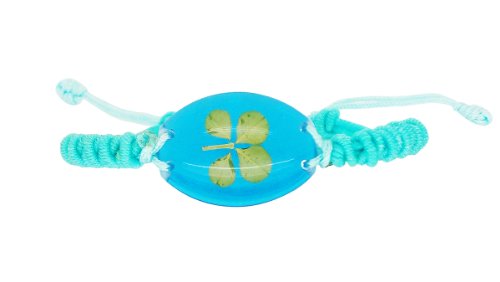 Lucky Real Four Leaf Clover Sparking Blue Bracelet