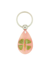 Load image into Gallery viewer, Lucky Real Four Leaf Clover Pink Keyring Keychain