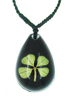 Load image into Gallery viewer, Lucky Real Four Leaf Clover Black Pendant Necklace