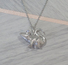 Load image into Gallery viewer, Sterling Silver Solid 925 Rat Mouse Pendant Necklace