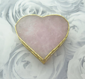 Set of 4 Gold Dipped Rose Quartz Heart Gemstone Coasters