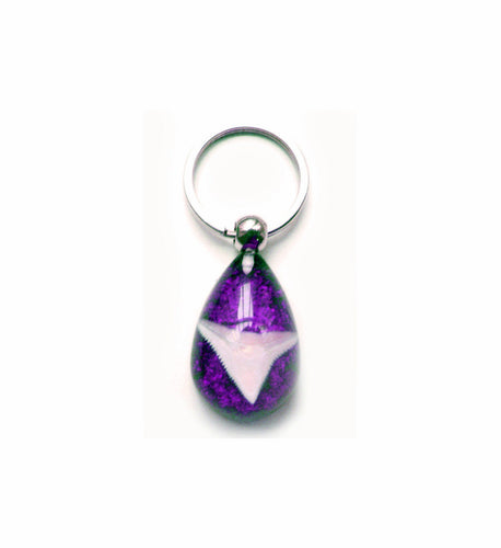 Lucky Real Sharks Tooth Purple Keyring Keychain