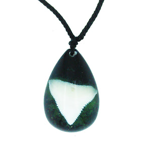 Lucky Real Sharks Tooth Green Pendant Necklace