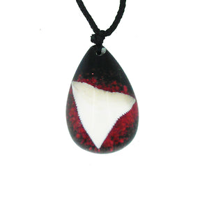 Lucky Real Sharks Tooth Red Pendant Necklace