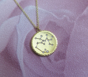 Gold Sagittarius Star Constellation Zodiac Pendant