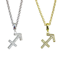 Load image into Gallery viewer, Gold &amp; Silver Plated Sagittarius Horoscope Zodiac Czech Crystal Pendant Necklace