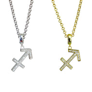 Gold & Silver Plated Sagittarius Horoscope Zodiac Czech Crystal Pendant Necklace
