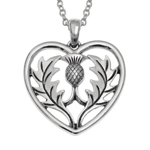 Celtic Scottish Thistle Heart Pendant Necklace