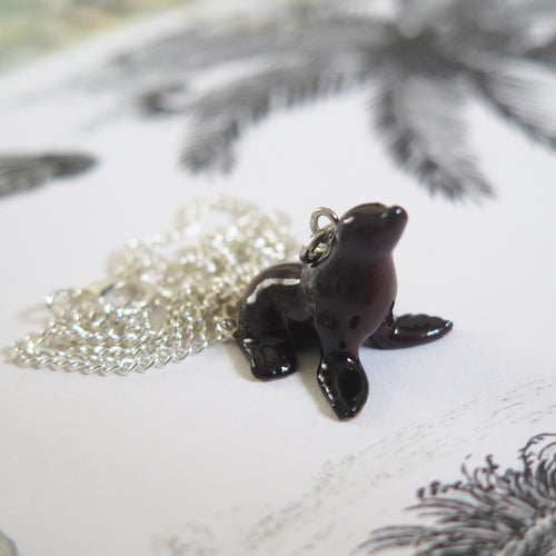 Sea Lion Porcelain Pendant Necklace