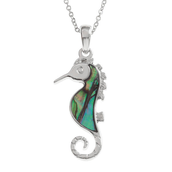 Lucky Genuine Paua Shell Seahorse Pendant Necklace