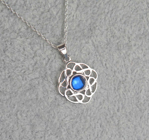 Sterling Silver Celtic Knot September Birthstone Pendant