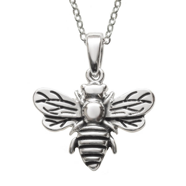 Lucky Silver Bumble Bee Pendant Necklace