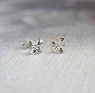 Sterling Silver Four Leaf Clover Stud Earrings