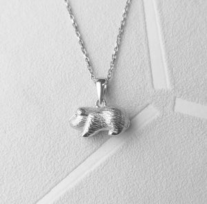 Solid 925 Sterling Silver Guinea Pig Pendant Necklace