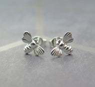 Solid 925 Sterling Silver Bumble Bee Stud Earrings