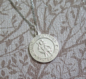 Sterling Silver Small Saint Christopher Pendant Necklace