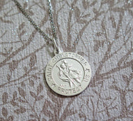 Sterling Silver Small Saint Christopher Pendant Necklace