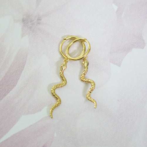 Sterling Silver Gold Plated Snake Hoop Earrings