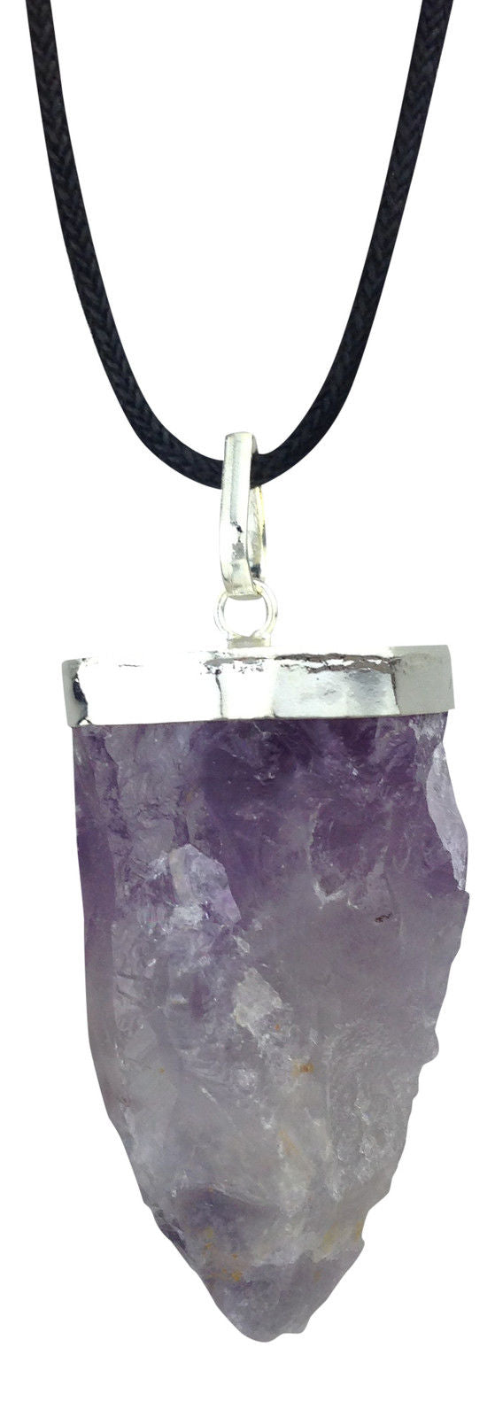 Amethyst Stalactite Silver Plated Cap Pendant Necklace