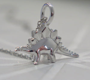 Sterling Silver Stegosaurus Dinosaur Pendant Necklace