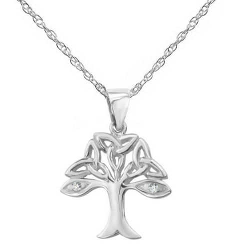Celtic Trinity Knot Tree of Life Solid 925 Sterling Silver Pendant Necklace
