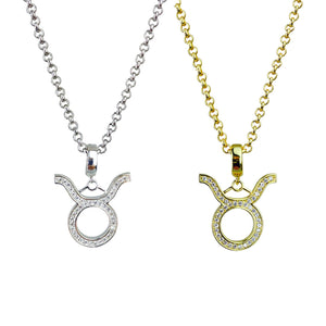 Gold & Silver Plated Taurus Horoscope Zodiac Czech Crystal Pendant Necklace