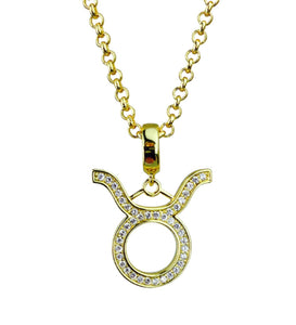 Gold & Silver Plated Taurus Horoscope Zodiac Czech Crystal Pendant Necklace
