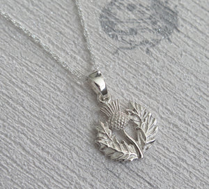 Sterling Silver Scottish Thistle Pendant Necklace