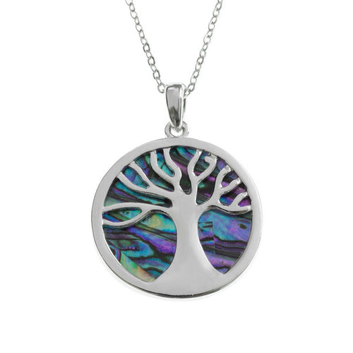 Lucky Paua Shell Celtic Tree of Life Pendant