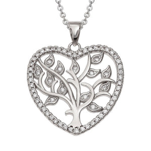 Crystal Celtic Tree of Life Heart Pendant Necklace