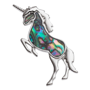 Lucky Genuine Paua Shell Unicorn Brooch