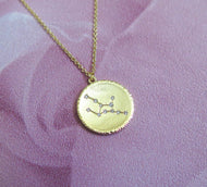 Gold Virgo Star Constellation Zodiac Pendant