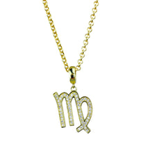 Load image into Gallery viewer, Gold &amp; Silver Plated Virgo Horoscope Zodiac Czech Crystal Pendant Necklace