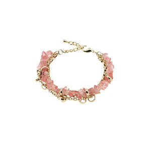 Watermelon Quartz Crystal Gold Plated Chain Wellbeing Bracelet