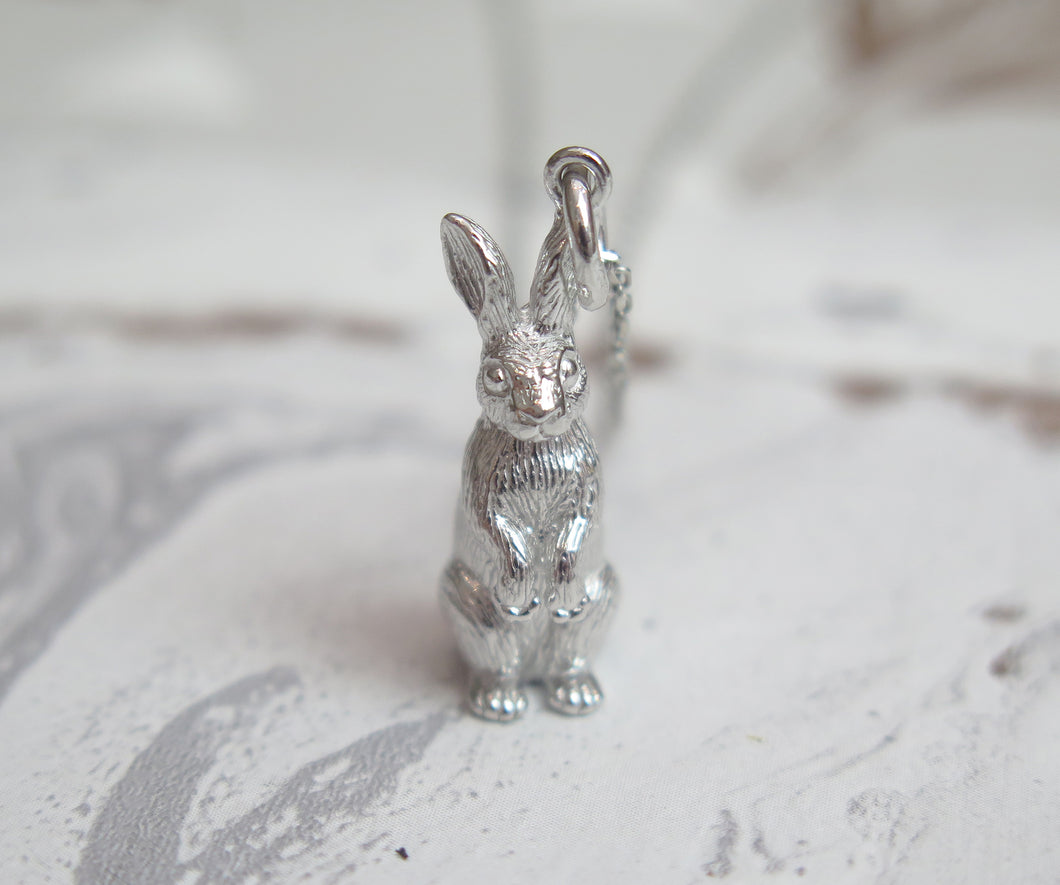 Sterling Silver Chinese Zodiac Year of the Rabbit Pendant Necklace
