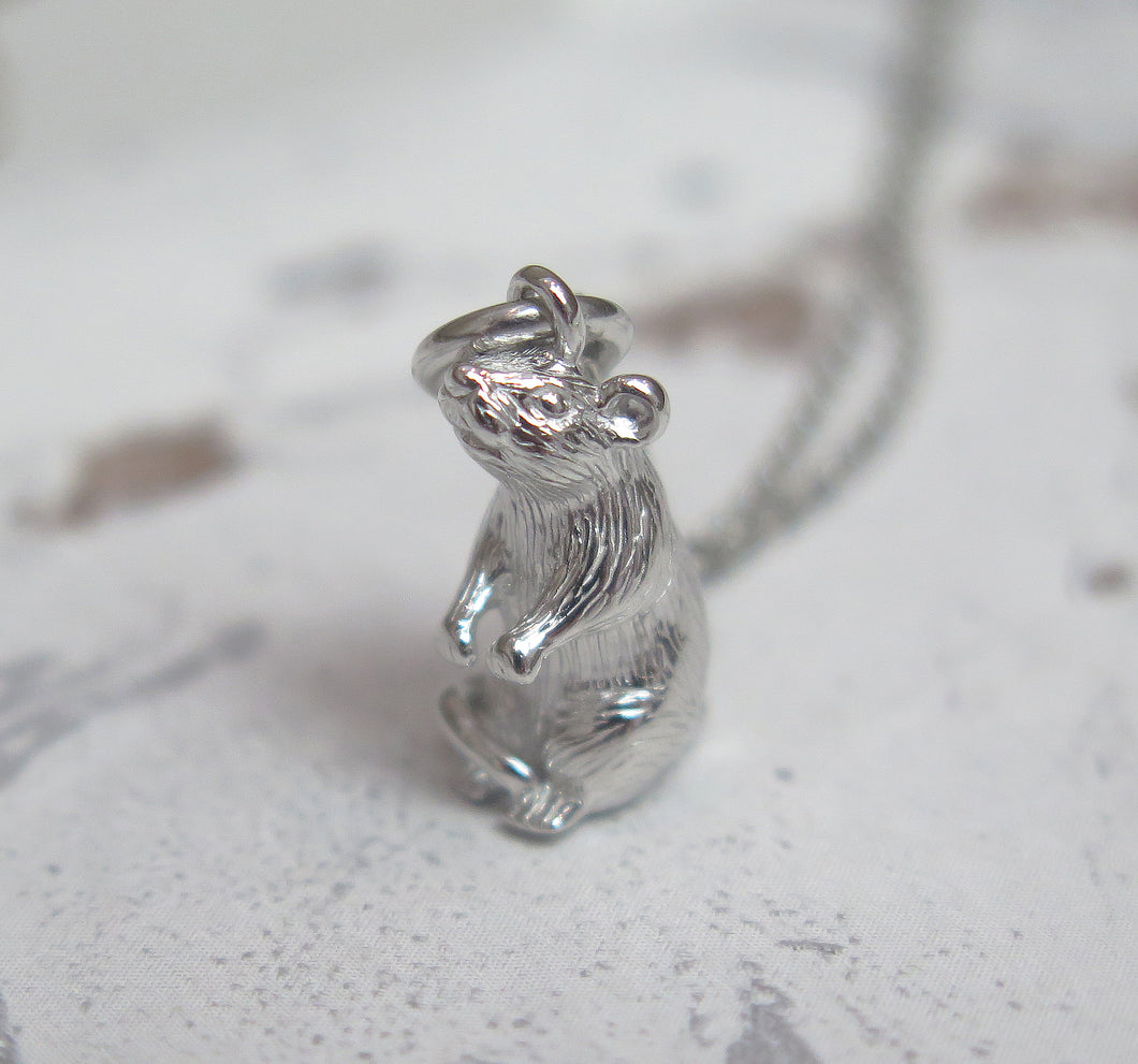 Sterling Silver Chinese Zodiac Year of the Rat Pendant Necklace