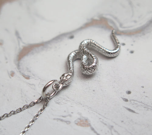 Sterling Silver Chinese Zodiac Year of the Snake Pendant Necklace