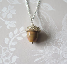 Load image into Gallery viewer, Caramel Glass Lucky Acorn Pendant Necklace