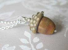 Load image into Gallery viewer, Caramel Glass Lucky Acorn Pendant Necklace